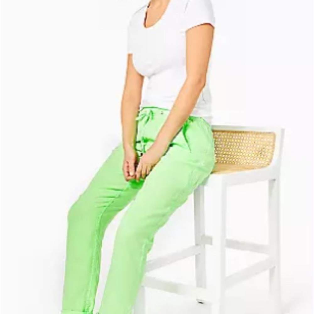 Lilly Pulitzer Green Taron Linen Pants